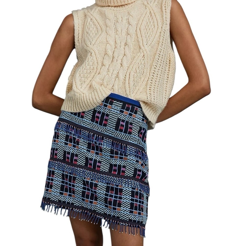 Maeve by antrhopologie.Stylish Blue and Pink Patterned Skirt